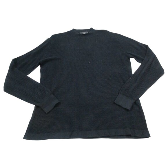 Jhane Barnes Sweater Womens Medium Black Waffle Knit Formal Long Sleeve Pullover - Picture 1 of 8